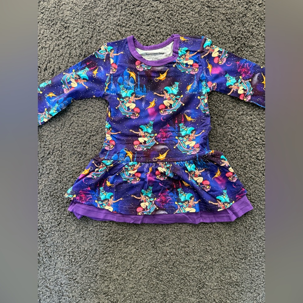 NWT Bamboo Sweet Little Cozys Aladdin print long sleeve skirted onsie